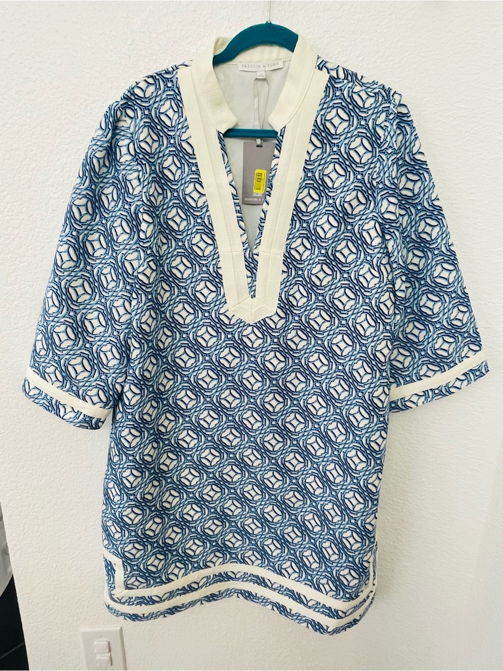 Preston & York Blue and White Geometric Kids Tunic